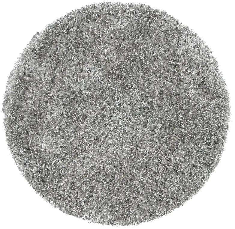 Urban Dazzle Gray Solid  Polyester / Lurex 3' x 3' Round Round  Rug