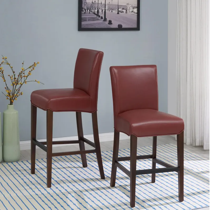 milton bonded leather counter stool, pomegranate