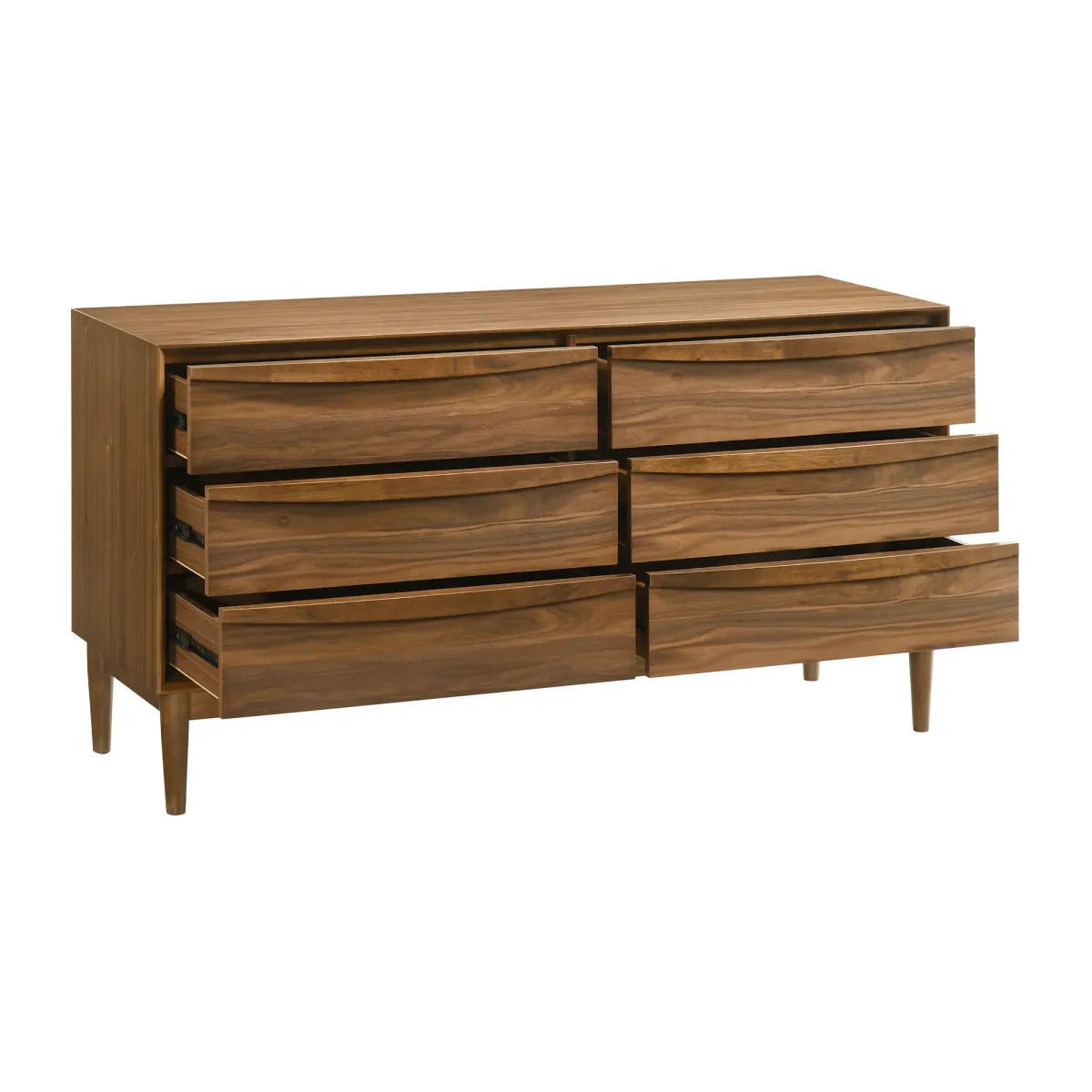 Artemio 6 Drawer Wood Dresser in Walnut Finish