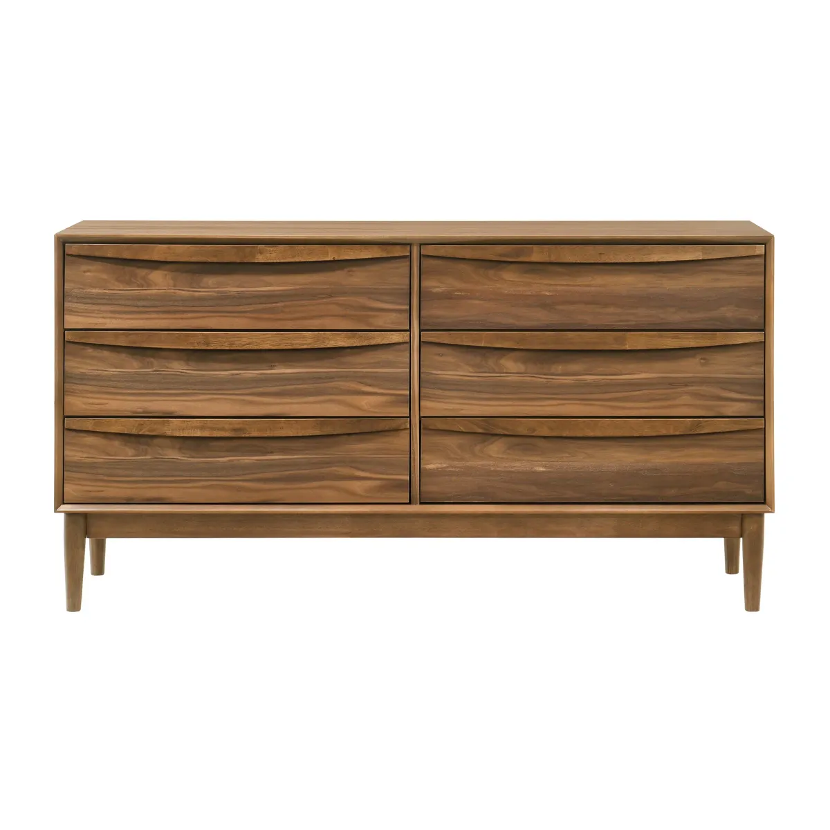 Artemio 6 Drawer Wood Dresser in Walnut Finish