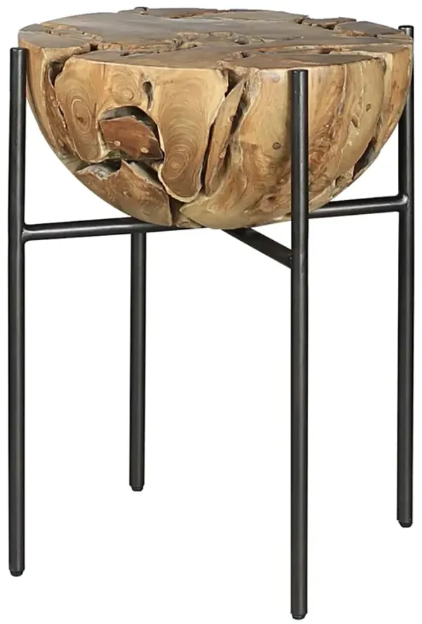 Melba KD Recycled Teak Root Side/ End Table, Natural