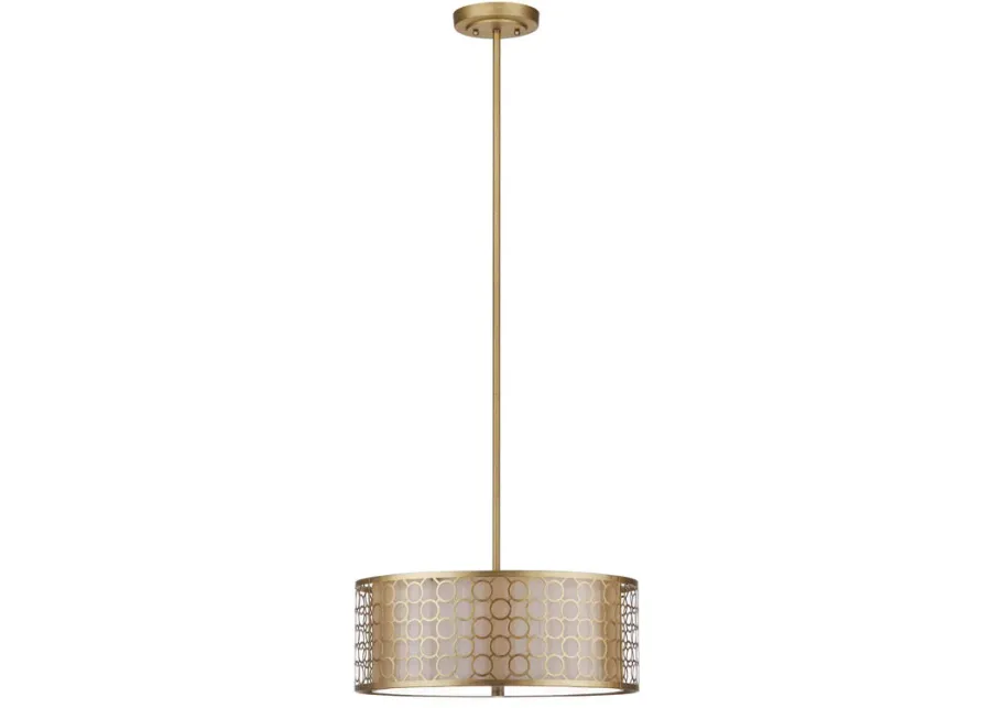 Giotta 3 Light Antique Gold  18 Inch Dia Drum Adjustable Pendant