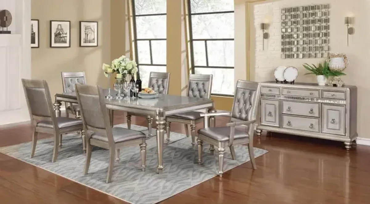 Bling Game Rectangular Dining Table with Leaf Metallic Platinum