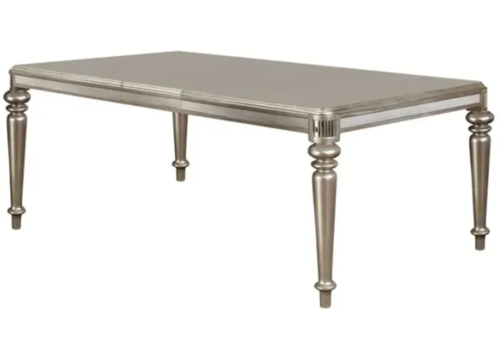 Bling Game Rectangular Dining Table with Leaf Metallic Platinum