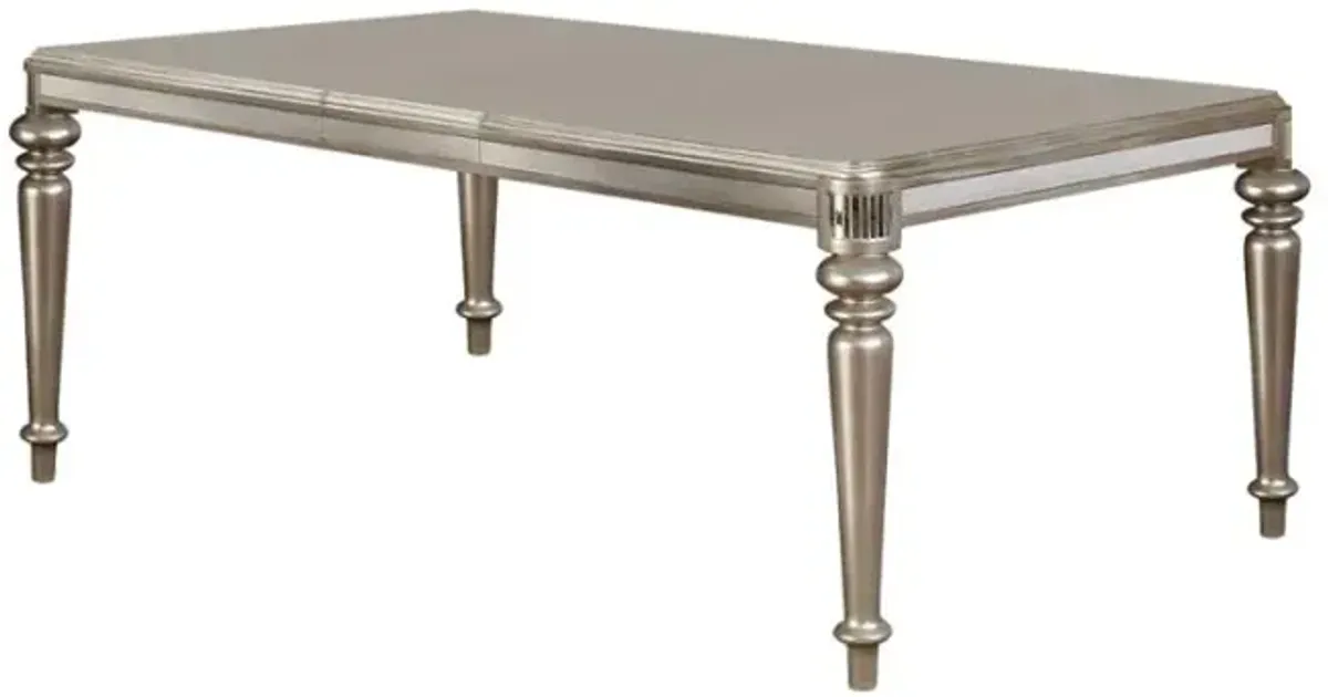 Bling Game Rectangular Dining Table with Leaf Metallic Platinum