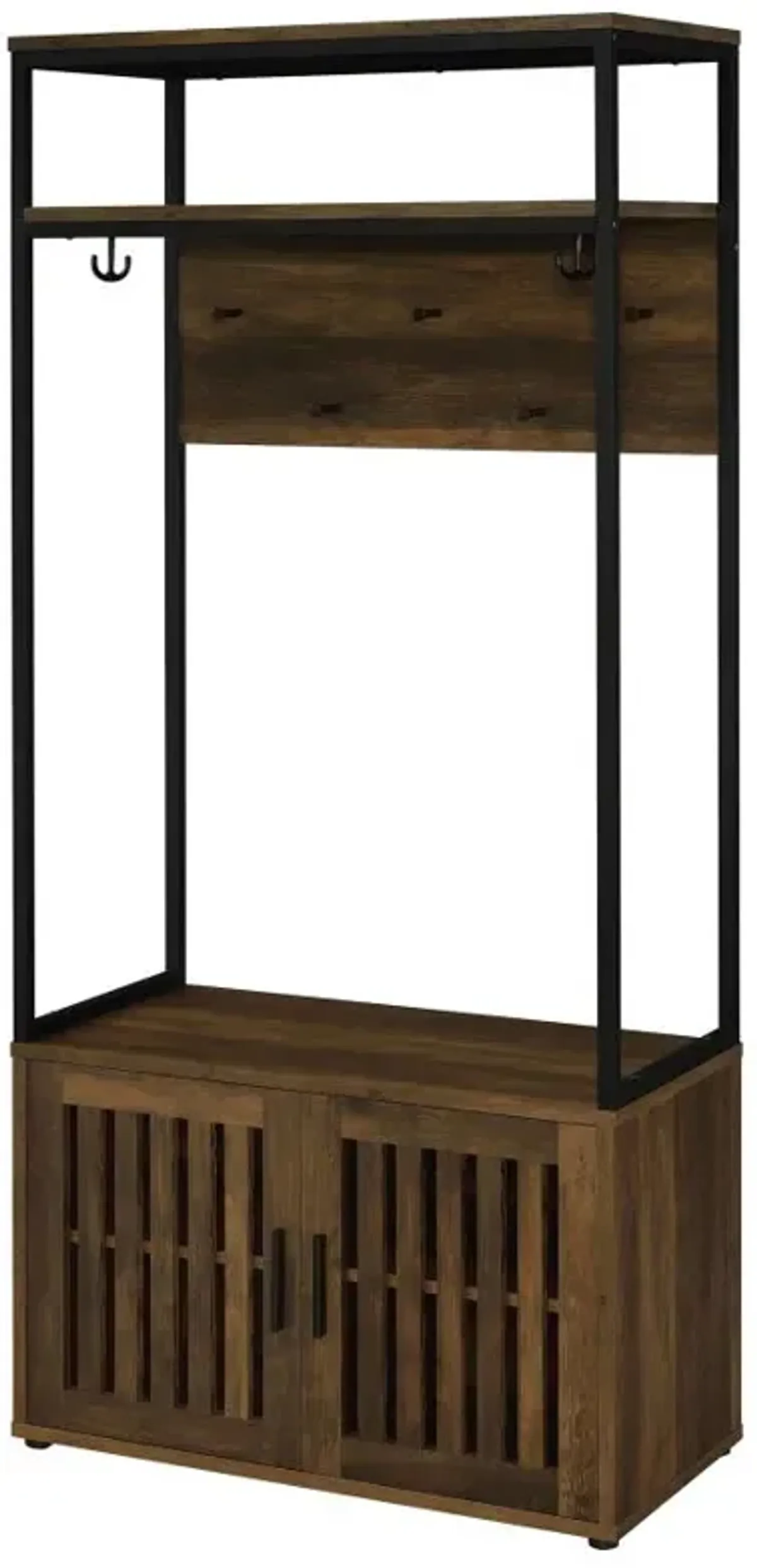 Quincy 2-door Engineered Wood Hall Tree Dark Pine and Black