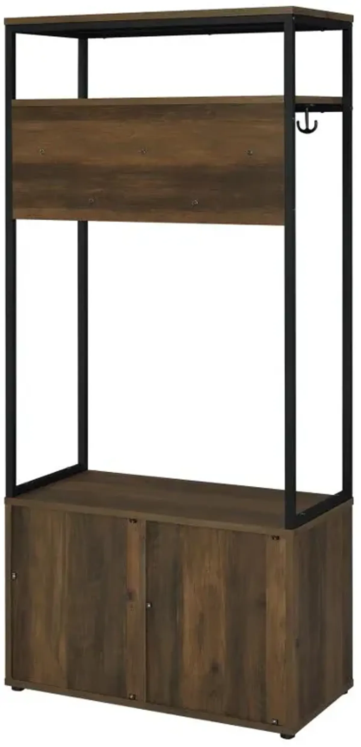 Quincy 2-door Engineered Wood Hall Tree Dark Pine and Black