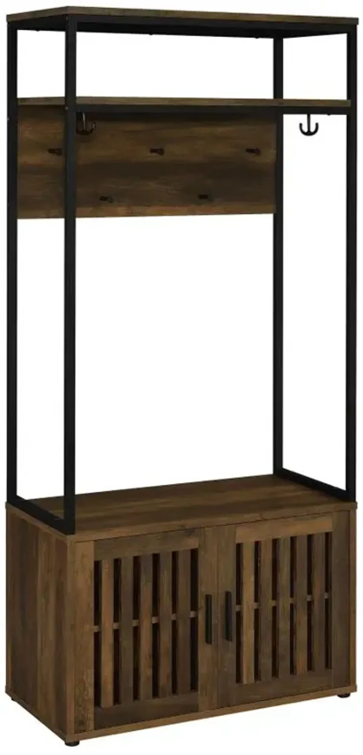 Quincy 2-door Engineered Wood Hall Tree Dark Pine and Black