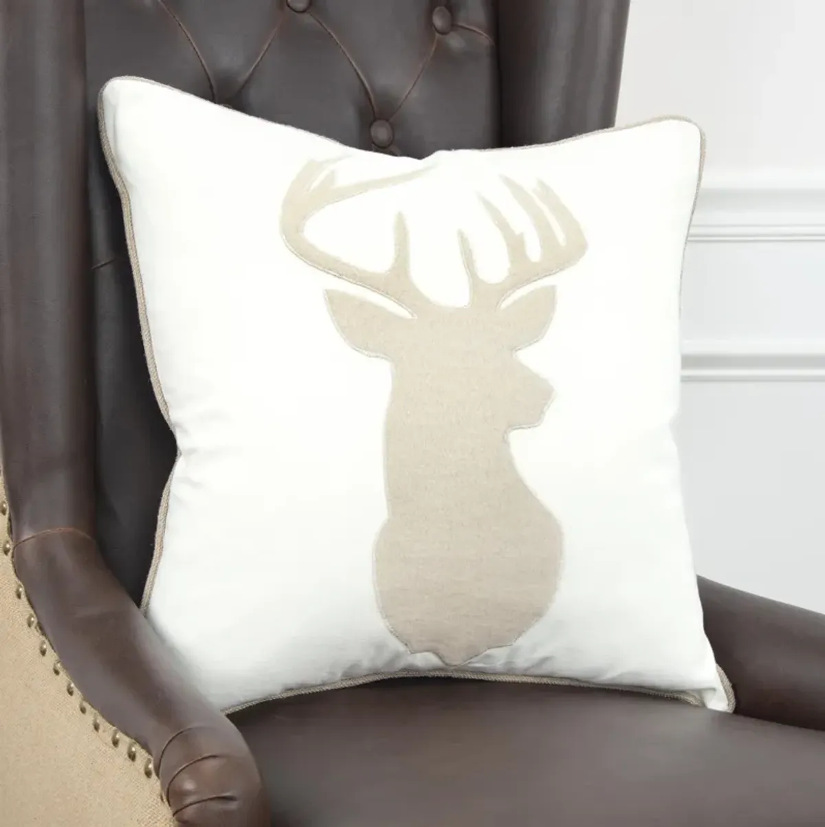 Deer Head Light Beige Pillow