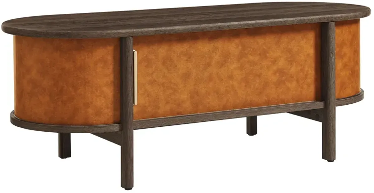 Coralie Curved Vegan Leather Oval Coffee Table