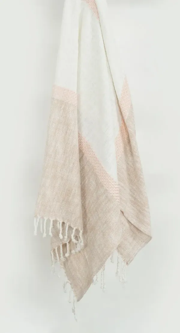 Color Block With Stripe Blush Throw