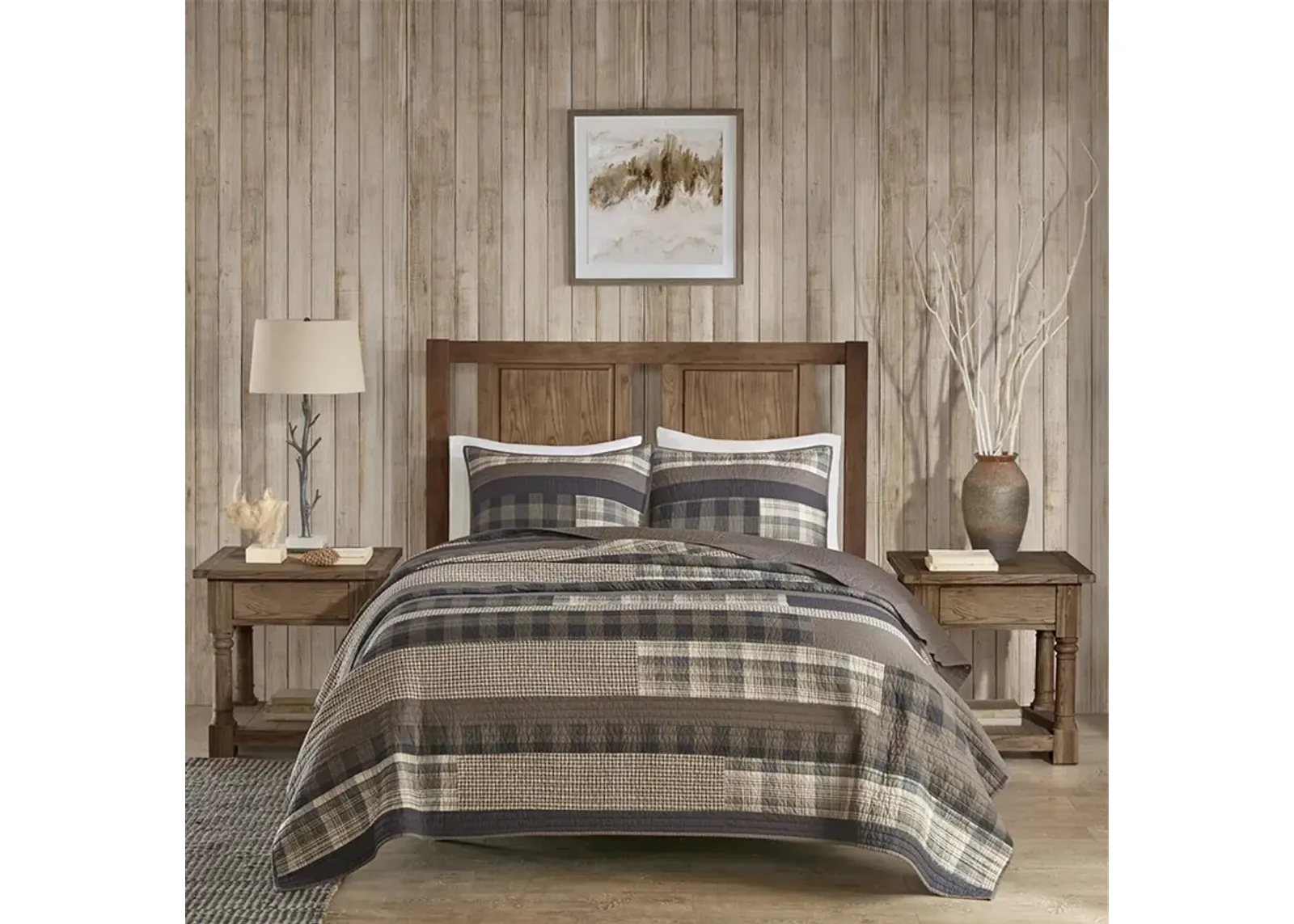 Woolrich Winter Plains Taupe 100% Cotton Oversized Quilt Mini Set