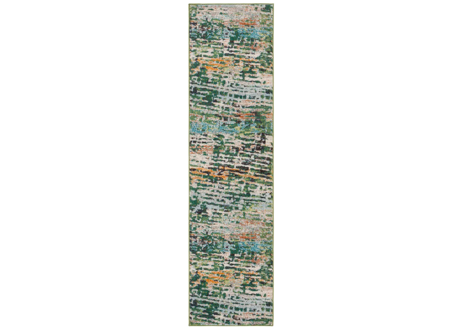 MADISON 454 GREEN  2'-2' x 8' Runner Rug