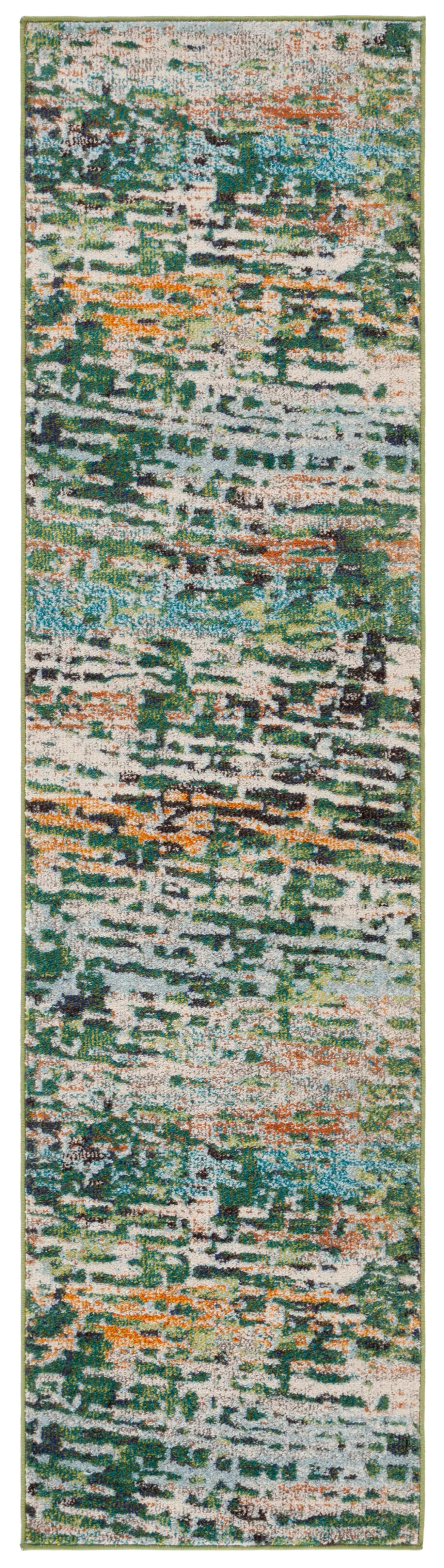 MADISON 454 GREEN  2'-2' x 8' Runner Rug