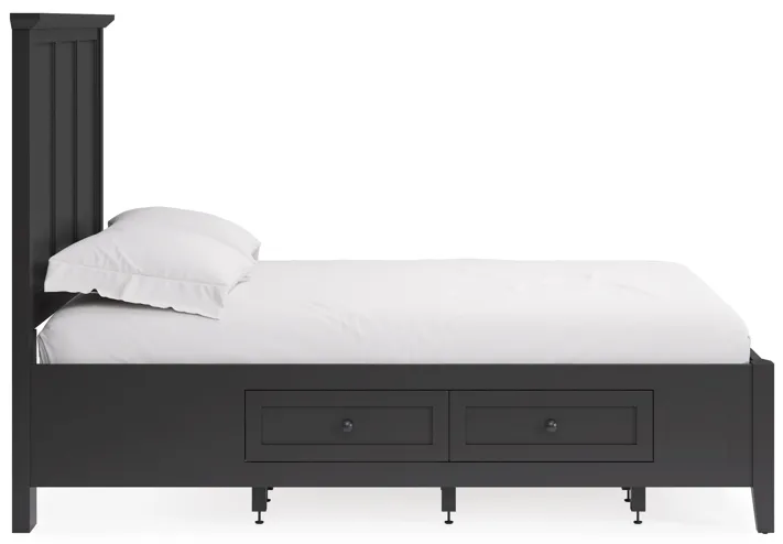 Grace Full-size Four Drawer Platform Storage Bed in Raven Black