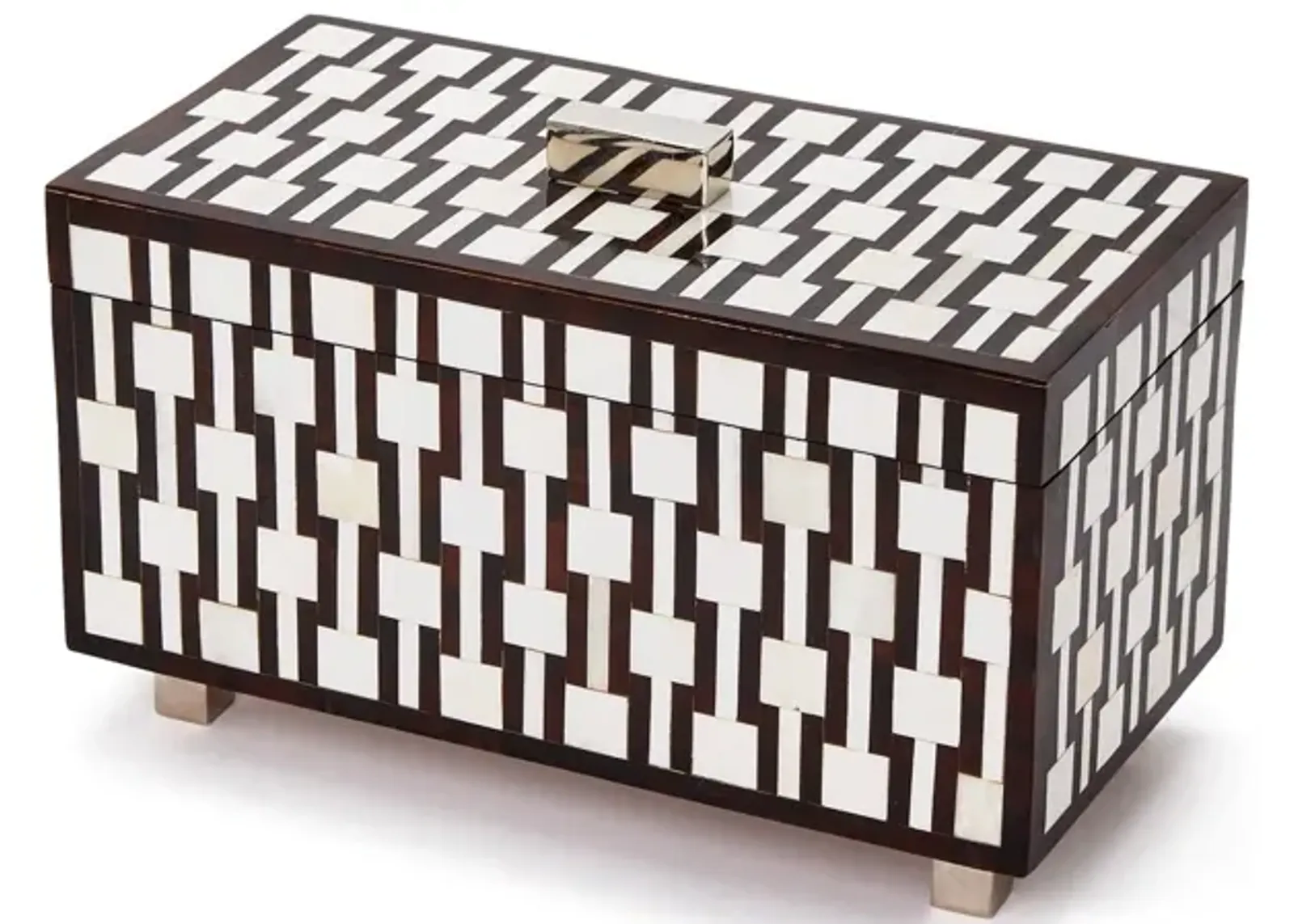 Moderna Bone Covered Box with Silver Feet