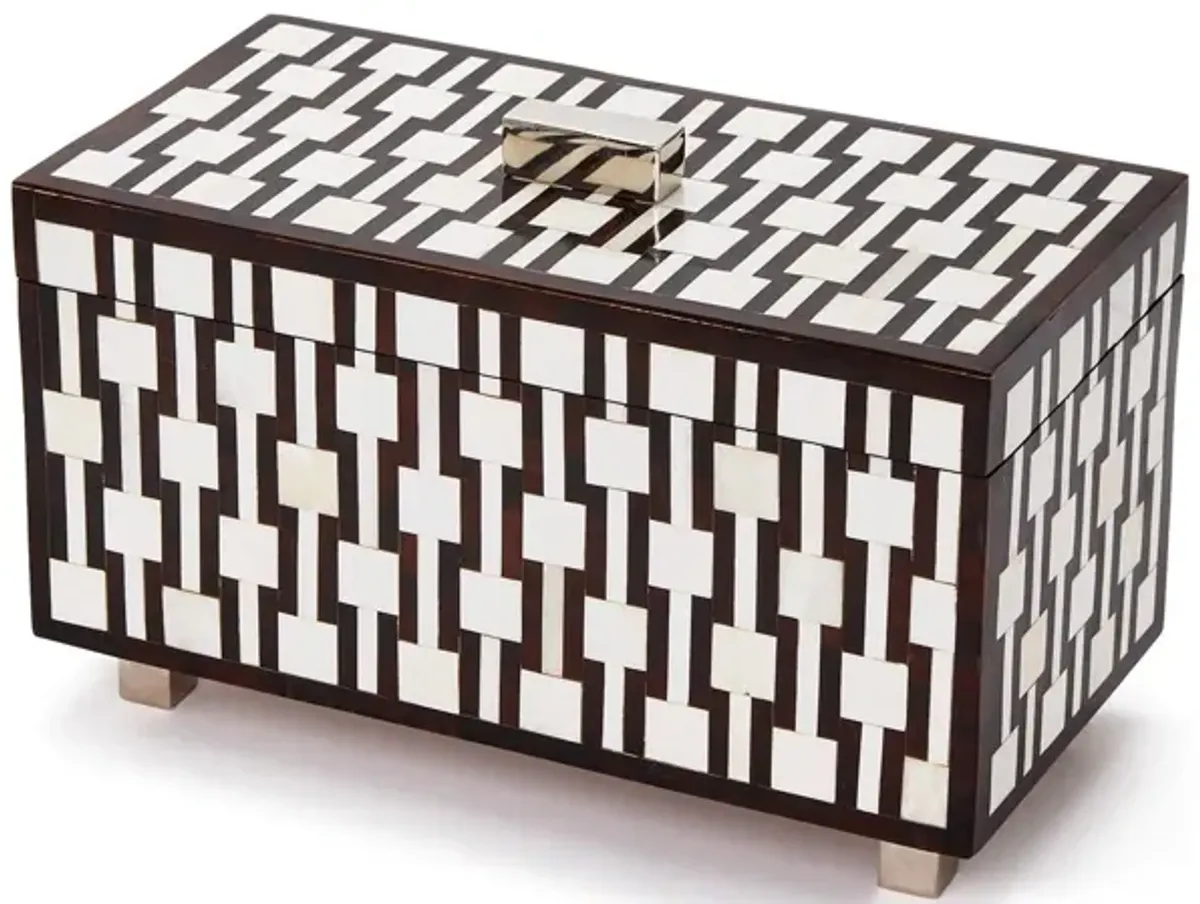 Moderna Bone Covered Box with Silver Feet