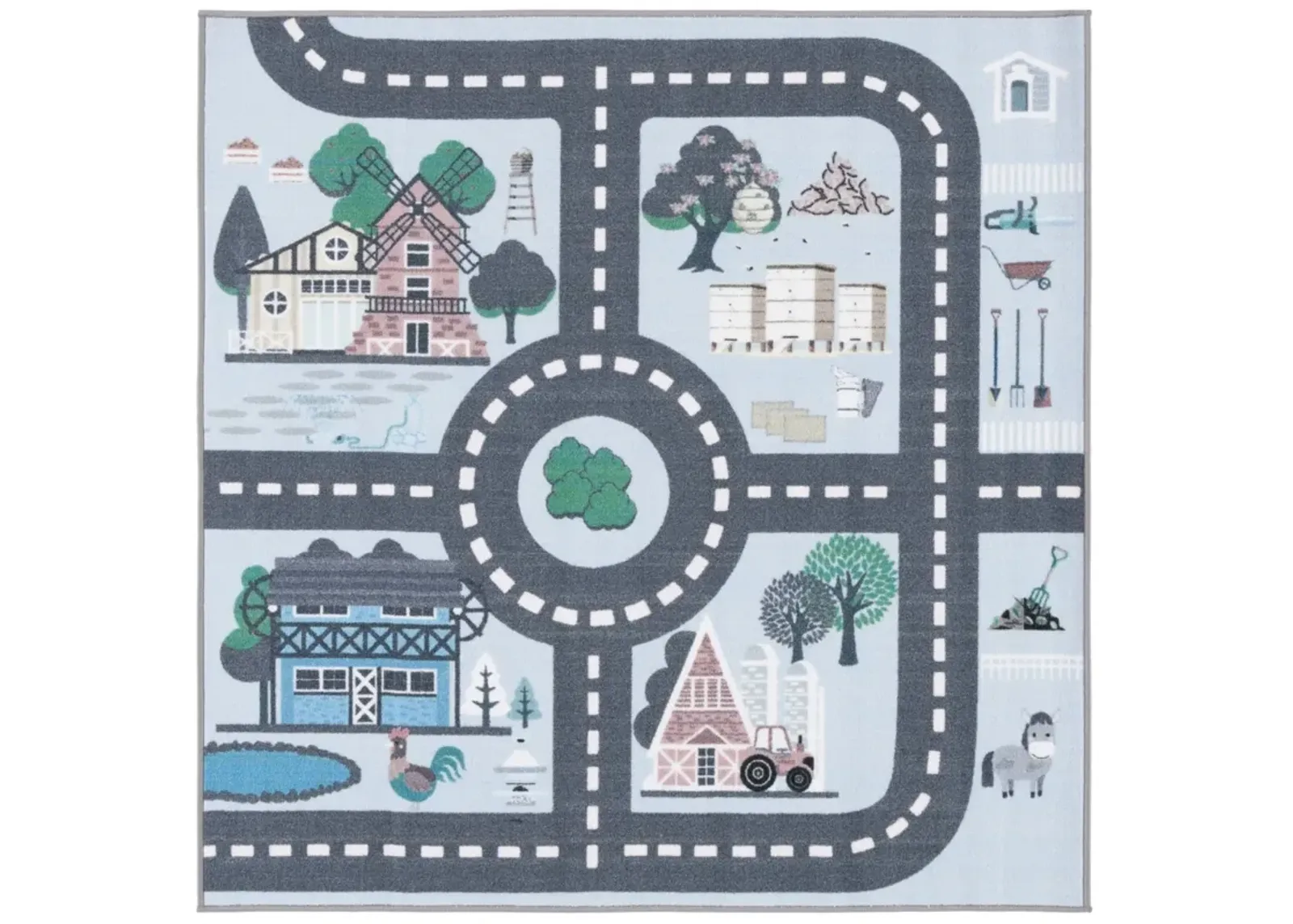 KIDS PLAYHOUSE 232 BLUE  6'-7' x 6'-7' Square Square Rug