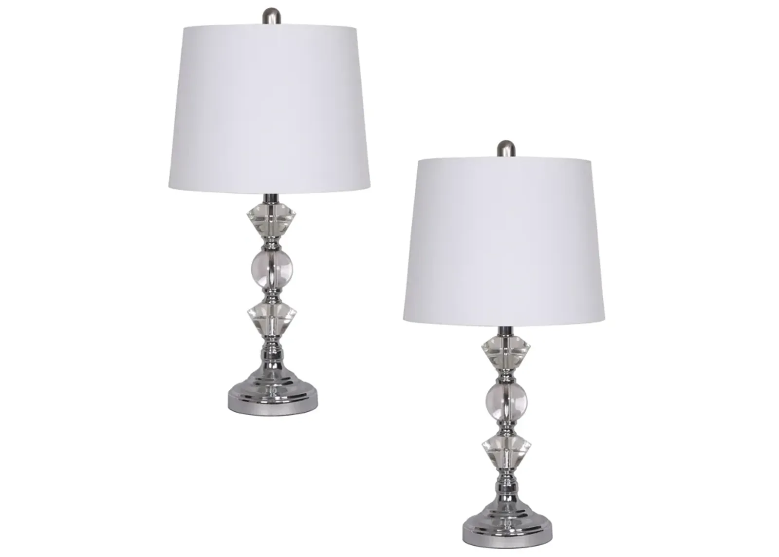 S/2, Crystal 26" Table Lamps, Silver