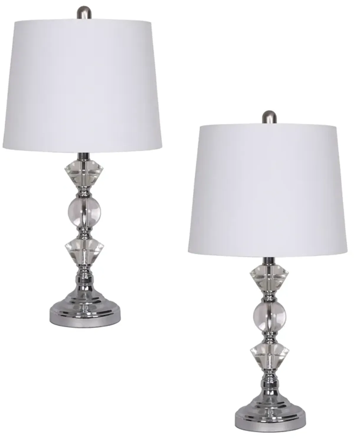 S/2, Crystal 26" Table Lamps, Silver