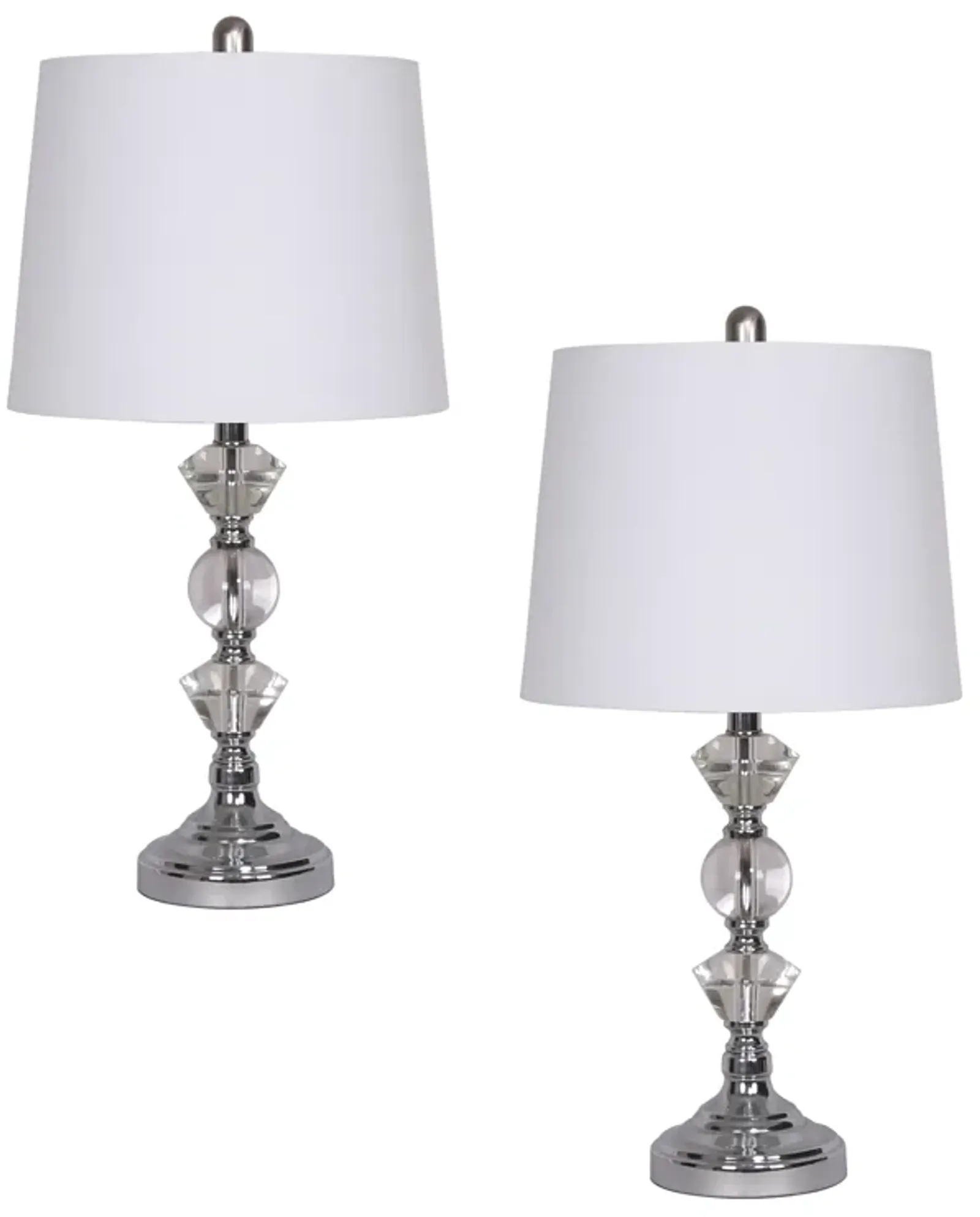 S/2, Crystal 26" Table Lamps, Silver