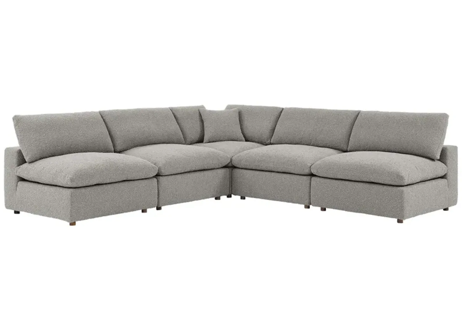 Commix Down Filled Overstuffed Boucle Fabric 5-Piece Sectional Sofa