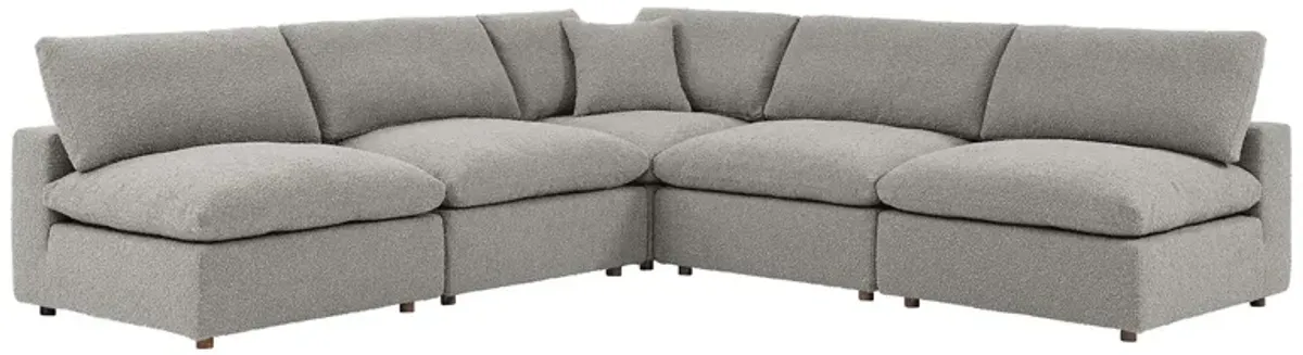 Commix Down Filled Overstuffed Boucle Fabric 5-Piece Sectional Sofa