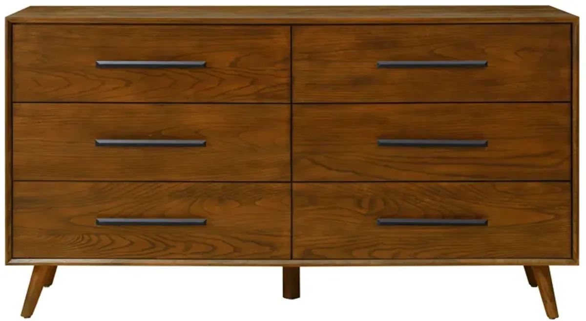 Emery Pecan 6 Drawer Dresser