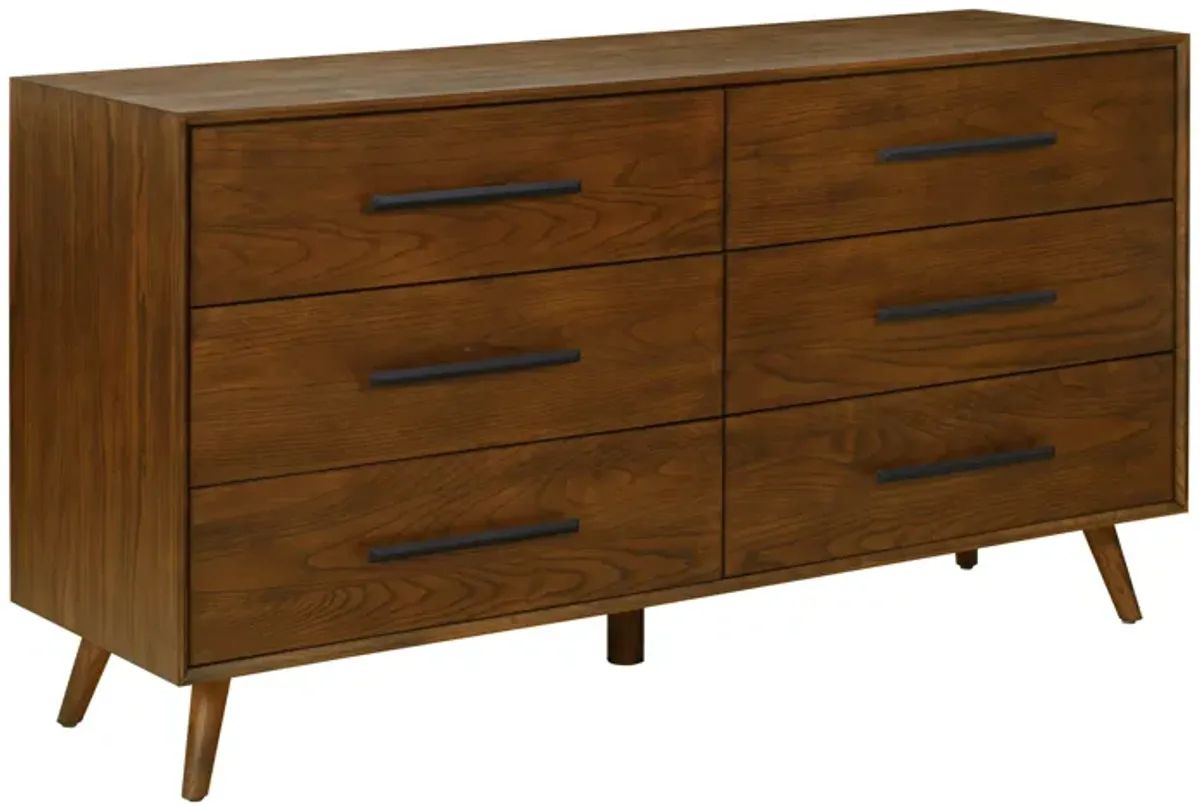 Emery Pecan 6 Drawer Dresser