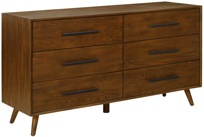 Emery Pecan 6 Drawer Dresser