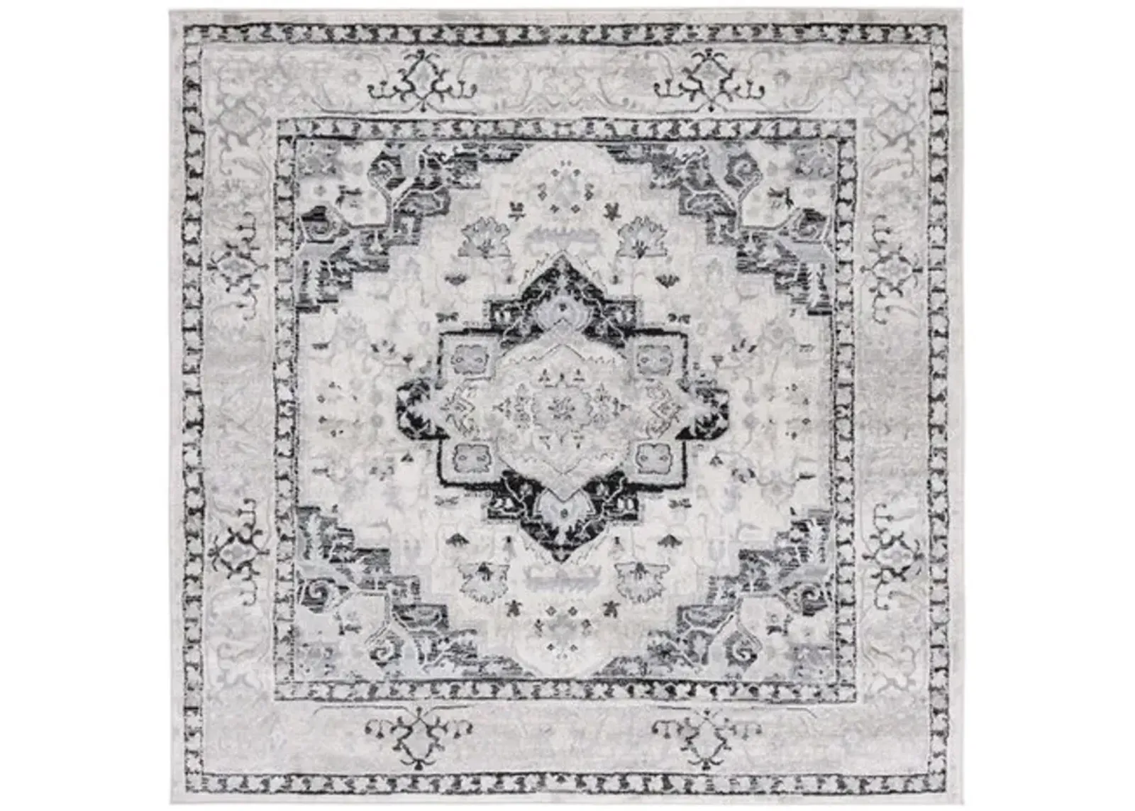 Brentwood 851 Ivory / Black 6'-7" X 6'-7" Square Square Powerloomed Rug