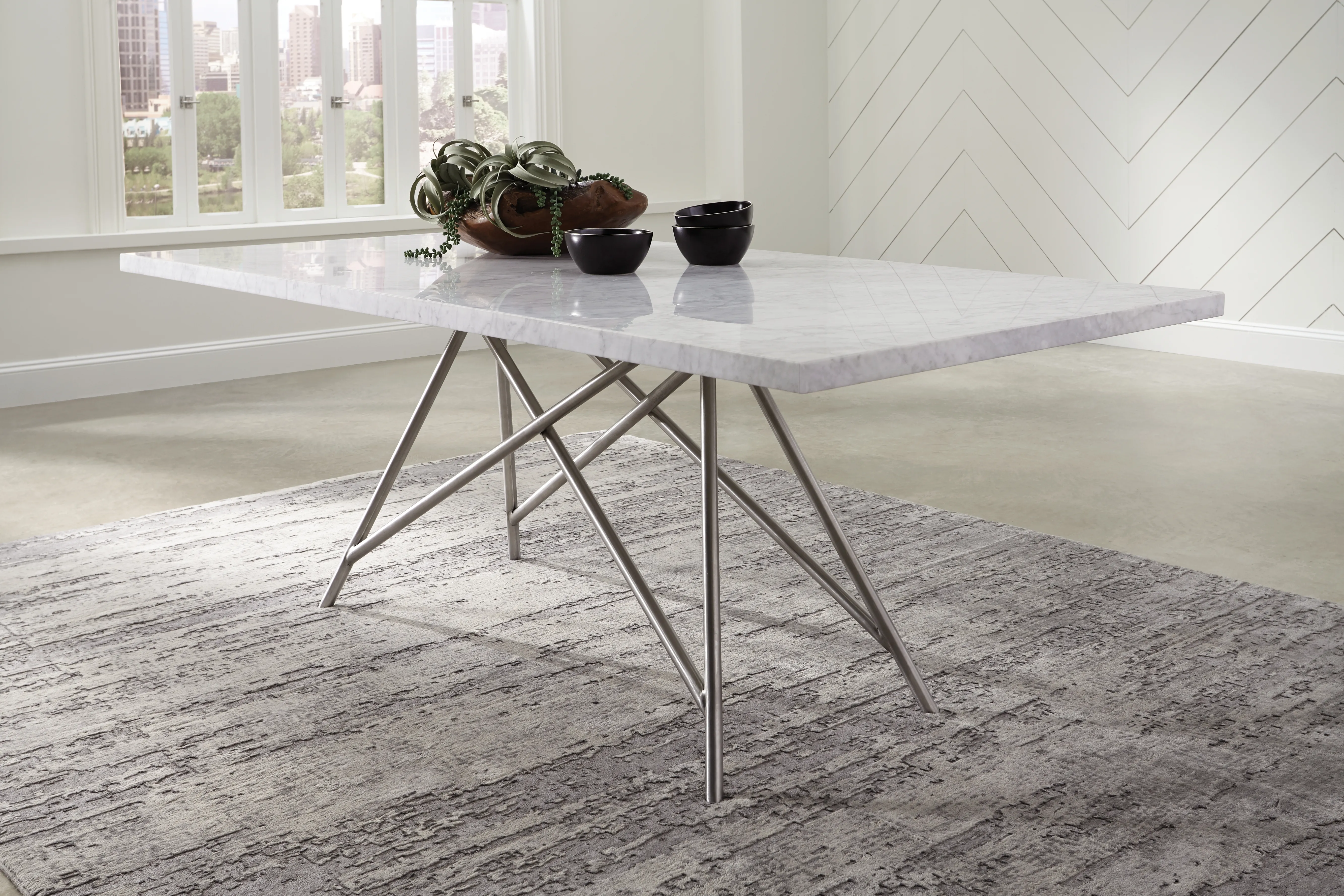 Coral Marble Rectangular Dining Table