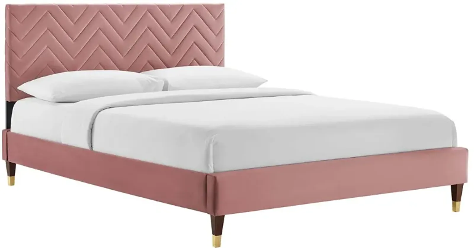 Leah Chevron Tufted Performance Velvet King Platform Bed