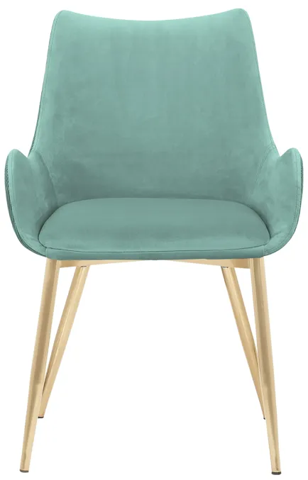 Avery Teal Fabric Dining Room Chair with Gold Legs