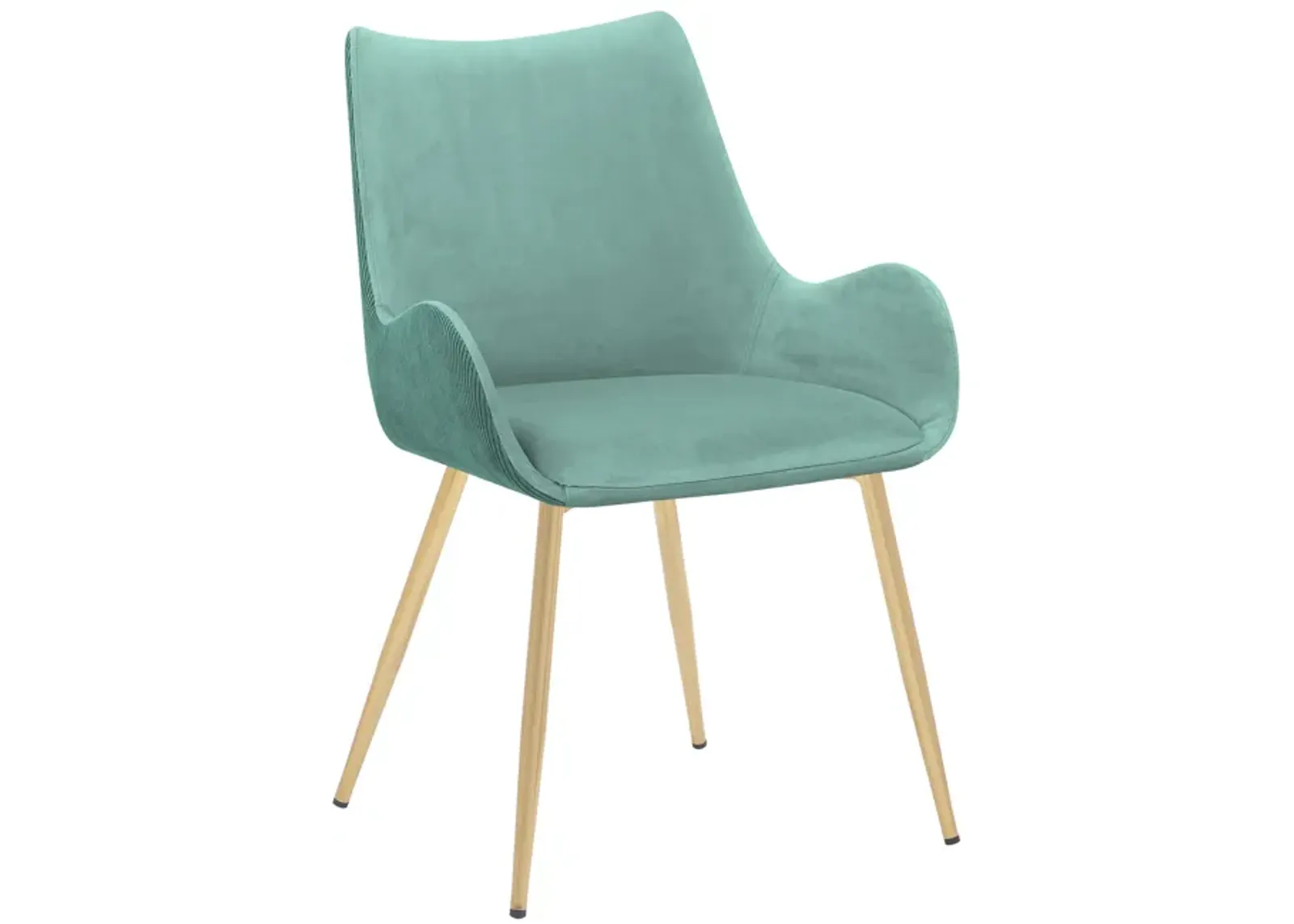 Avery Teal Fabric Dining Room Chair with Gold Legs