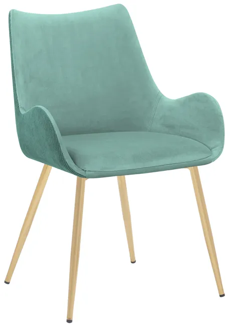 Avery Teal Fabric Dining Room Chair with Gold Legs