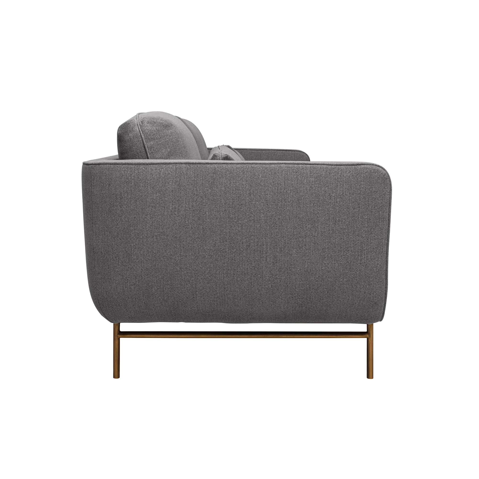 Lilou 77" Gray Fabric Sofa with Antique Brass Metal Legs