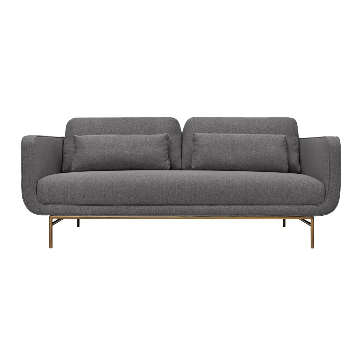 Lilou 77" Gray Fabric Sofa with Antique Brass Metal Legs