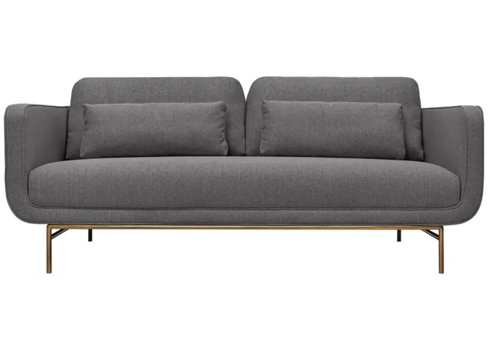 Lilou 77" Gray Fabric Sofa with Antique Brass Metal Legs