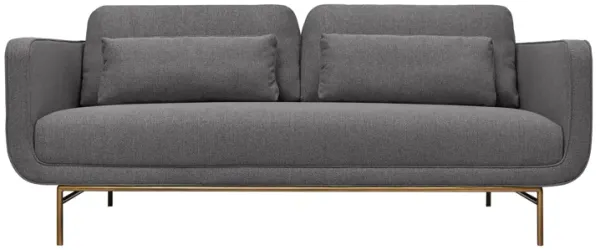 Lilou 77" Gray Fabric Sofa With Antique Brass Metal Legs