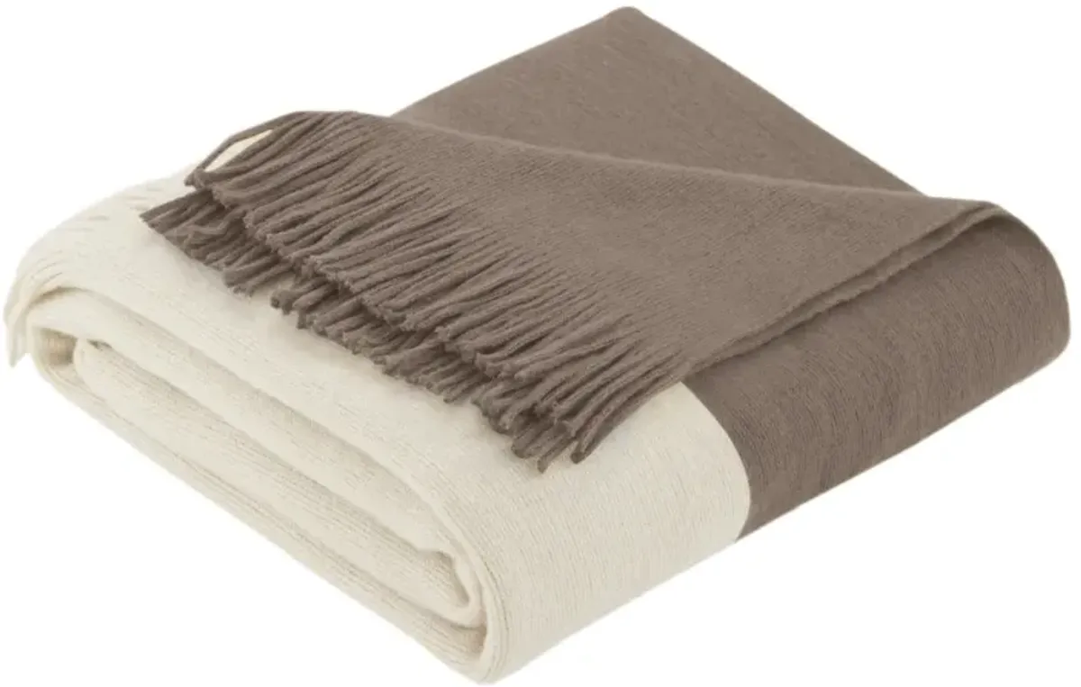 INK+IVY Stockholm Taupe Color Block Faux Cashmere Throw