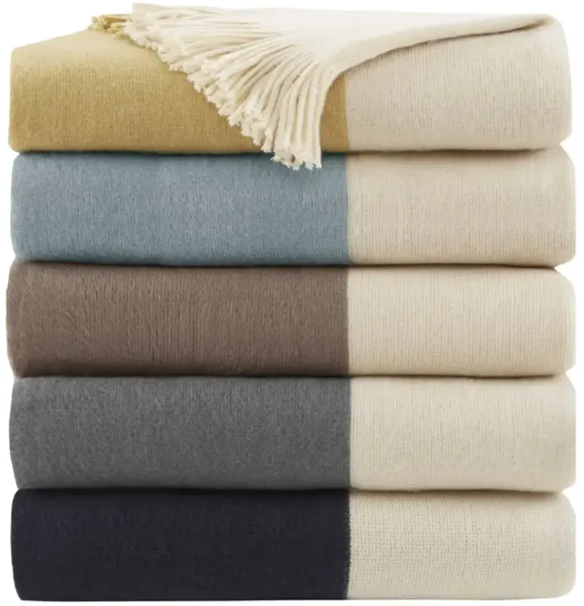 INK+IVY Stockholm Taupe Color Block Faux Cashmere Throw