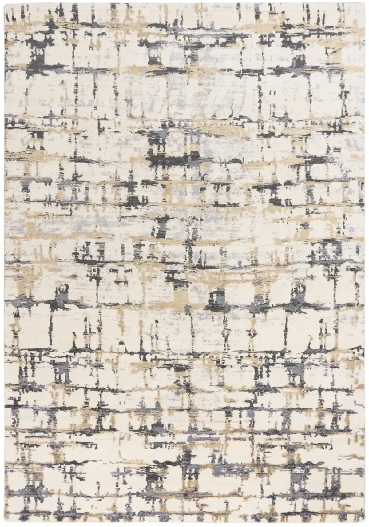 Bolero Beige/Gray Abstract NZ Wool/Tencel Blend 5' x 8' Rectangle Rug