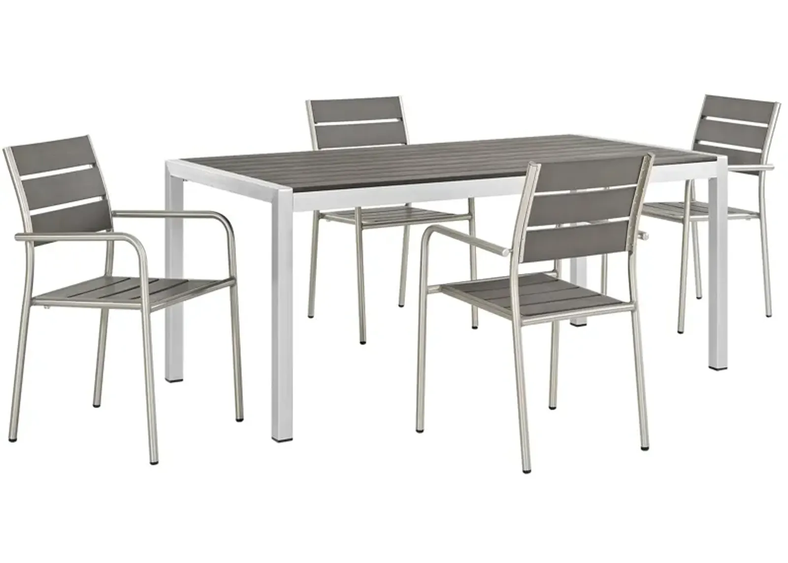 Shore 5 Piece Outdoor Patio Aluminum Dining Set