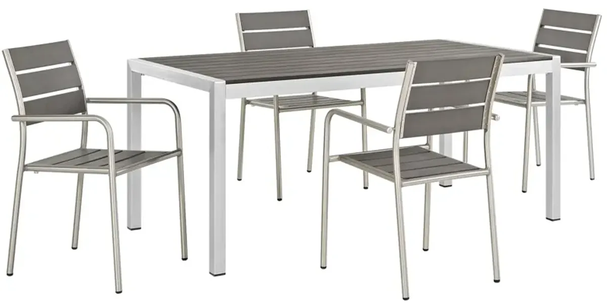 Shore 5 Piece Outdoor Patio Aluminum Dining Set