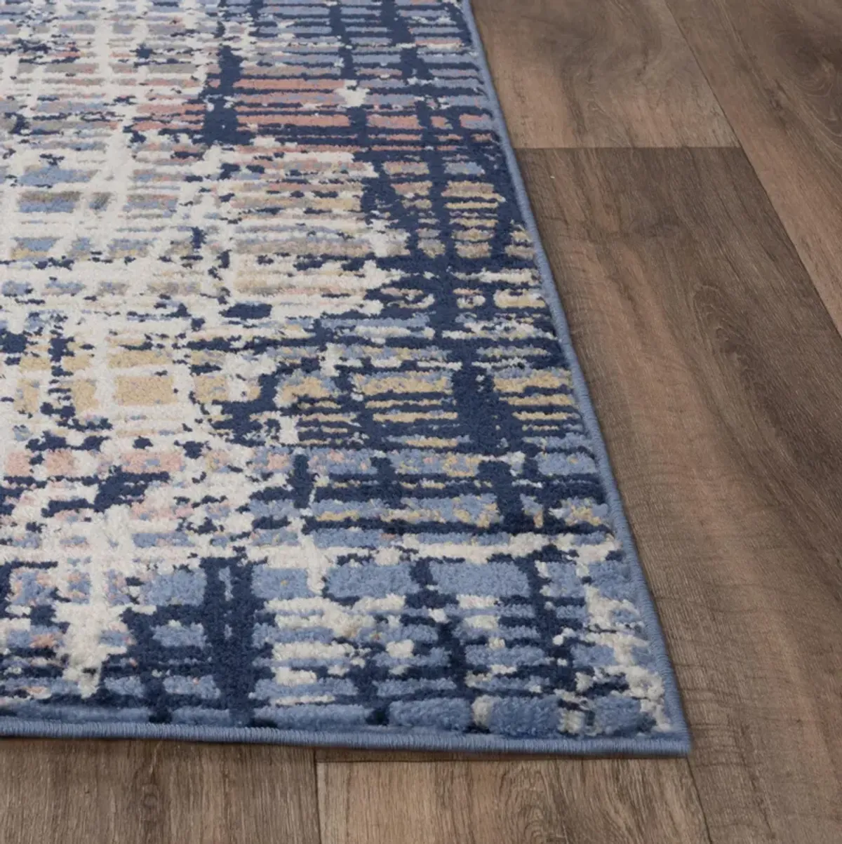 Marquise Navy  Polypropylene  2'6"x7'3" Runner Rug