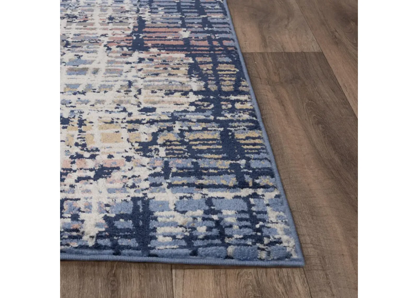 Marquise Navy  Polypropylene  2'6"x7'3" Runner Rug