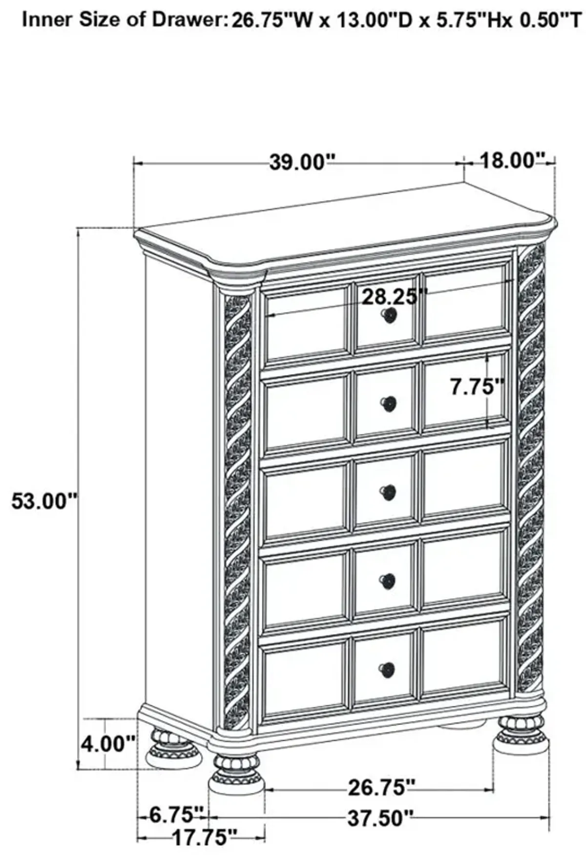 Emmett 5-drawer Chest Walnut