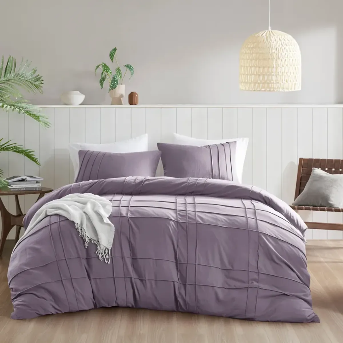Soft Washed Pleated Duvet Cover Set