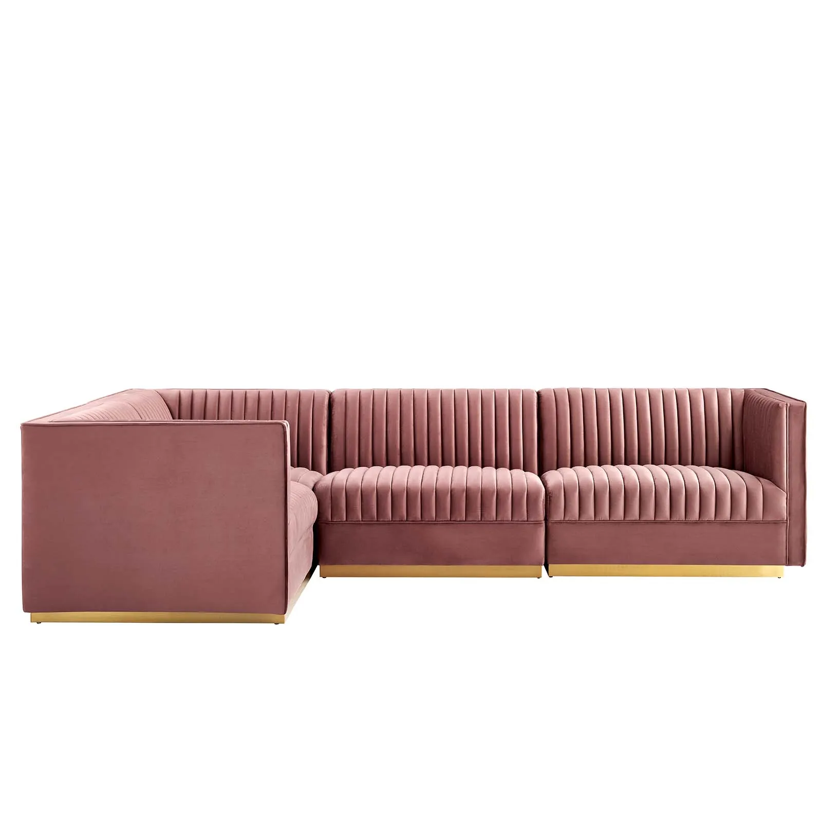 Sanguine Channel Tufted Performance Velvet 4-Piece Left-Facing  Sectional